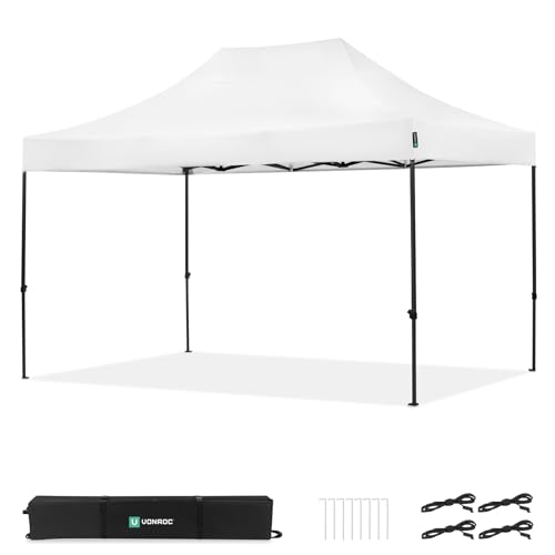 VONROC Tente de fête 3 x 4,5 m - Tonnelle Pliante Easy‑Up, imperméable 3000 PA, Protection UV 50+, Structure en Acier, Hauteur réglable, avec Sac de...