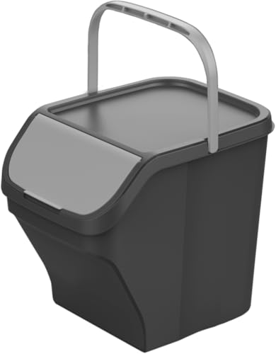 Gardissimo 'Stack / 25 Liter Mülleimer - Küche Stapelbox - Mülltonnenbox - Abfalleimer mit Deckel in silber
