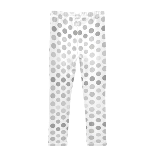 senya Girls Printed Leggings Yoga Pants White Gray Ombre Dots Pattern for Kids in 4t to 10 Years, 4T2