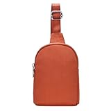 MMS Brands Nyxx Nylon Crossbody | Lightweight Durable Nylon Sling Bag with Adjustable Strap and Double Zip Compartments (Rust)
