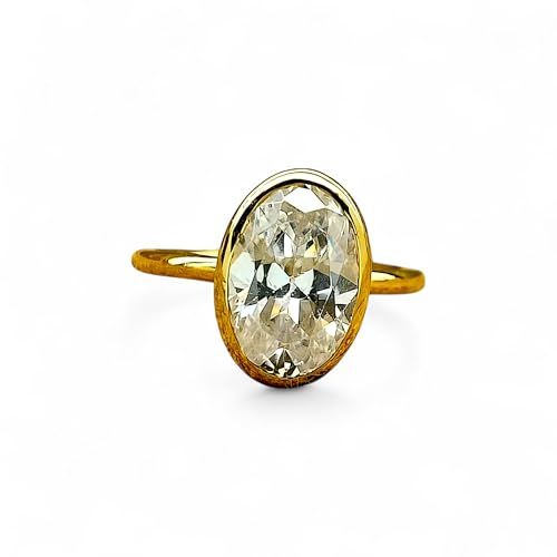 1, 2 or 3ct Oval Cut Solitaire Bezel Engagement Ring - Cubic Zirconia (CZ) Simulant in Sterling Silver/14K Gold, Modern Wedding Ring, Dainty Bridal Gift