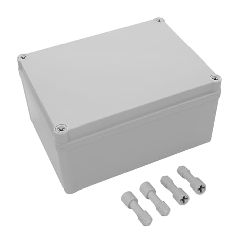 LeMotech IP67 wasserdichte Abzweigdose, ABS-Kunststoff Elektrobox, staubdichtes Gehäuse für Elektronik, Anschlusskästen für DIY-Projekte, Grau, 200x 150x 100 mm