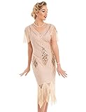 PrettyGuide Women's 1920s Dress Sequin Art Deco Flapper Dress with Sleeve
