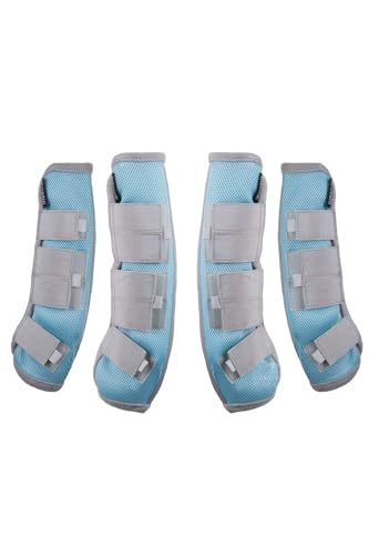 Image of Harrison Howard Horse Fly Boots Leg Guards Fly Boots Protection Set of 4 Voodoo Blue Large Full Size