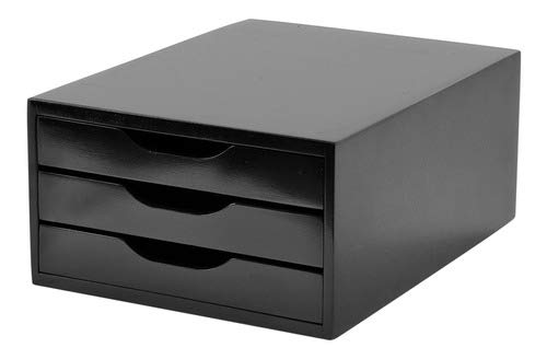 Caixa Arquivo Gaveteiro em MDF Black Piano Com 3 Gavetas Black Piano R 3362 - Souza