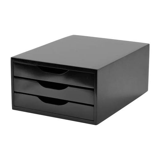 Caixa Arquivo Gaveteiro em MDF Black Piano Com 3 Gavetas Black Piano R 3362 - Souza