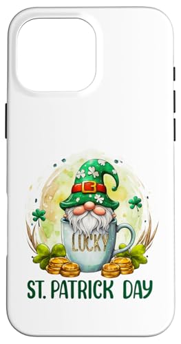 Día de San Patricio El gnomo sostiene una taza de café LUCKY Funny Carcasa para iPhone 16 Pro Max