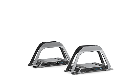 ALOGIC Bolt Plus USB C Laptop Docking Station w/ Stand, 10-in-1 4K Dual Monitor Dock w/ 2 HDMI, 3 USB, SD/TF, 100W Charging, Gigabit Ethernet, 3.5mm Audio, Aluminum Stand for MacBook, Windows Laptop