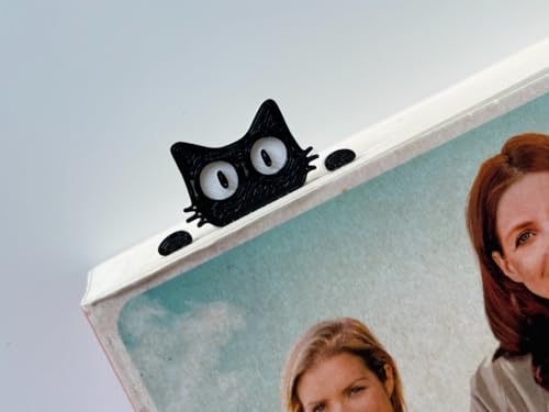 Image of Set of 6 Cute Cat Bookmarks for Cat Lovers - Peekaboo Black Cat Design with 3 Large & 3 Small Bookmarks | Fun Gift for Readers, Kids, Students | Eco-Friendly Bioplastic
