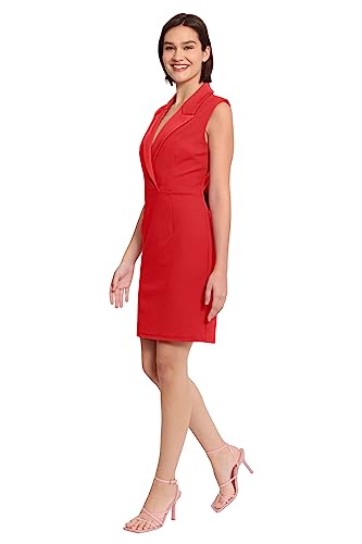Image of Donna Morgan Women's Lapel Collared Career Sheath Dress Office Workwear Desk to Dinner Event Reception Ceremony
