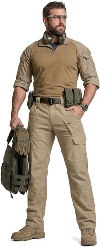 Image of CQR Men's Flex Ripstop Tactical Pants, Water Resistant Stretch Cargo Pants, Lightweight EDC Hiking Work Pants