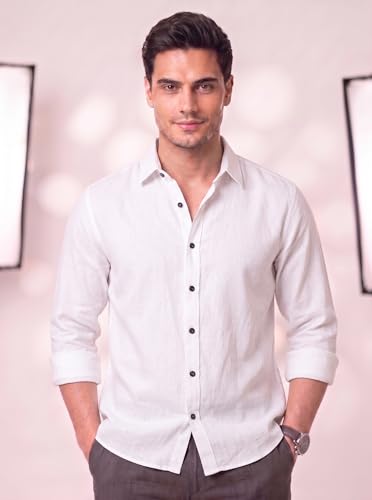 Image of Men's Cotton Blend Solid Casual Shirt Regular Fit Full Sleeve Shirt for Men Plain Formal & Casual Wear Collared Button Down Shirt
