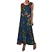 Sommerkleid Damen, Kleider Damen Sommer, Kleid Damen Elegant, Frauen Casual Rundhals Vintage Blumendruck Kleider Sommer Ärmelloses Langes Kleid Maxikleid Freizeitkleid Strandkleid