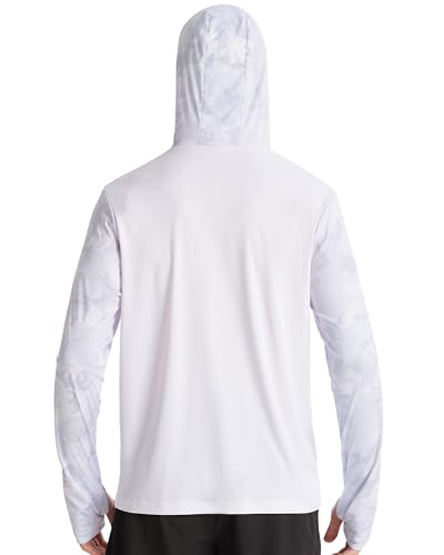 Image of FISHEAL Men's Performance Fishing Hoodie Shirt - UPF 50+ UV Sun Protection Long Sleeve Shirts with Mesh Face Mask