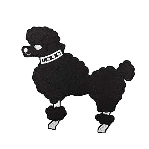 Cute-Patch Large Black Poodle Dog Pet Embroidered Iron on Patch Halloween 1950s Lady Costume