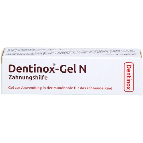 Dentinox Gel N Zahnungshilfe - Zuckerfrei mit entzündungshemmender Kamillentinktur - Die millionenfach bewährte Hilfe beim Durchbruch der ersten Zähnchen, Geschmacksneutral - 10g