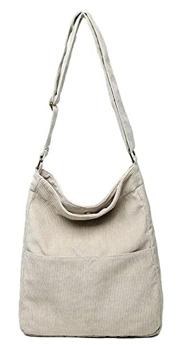 Cord-Tragetasche für Frauen, niedliche Hobo-Tasche, vielseitig verwendbar, große Umhängetasche, Umhängetasche, Reisetasche, Tragetasche, Handtasche für Schulen 2023, aprikose Cover