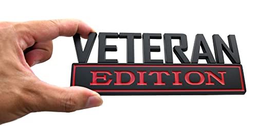 Image of 1x 7 Large Veteran Edition VA Emblem Badges Decal Car Flag Military Replacement for F150 F250 F350 Chevy Silverado 1500 2500 Chevrolet C10 C15 (Black Red)