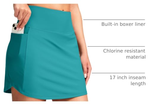 Image of SANTINY Women's 17'' Long Swim Skirt with Pockets High Waisted Modest Tummy Control Swimsuit Skirt Bathing Suit Bottoms