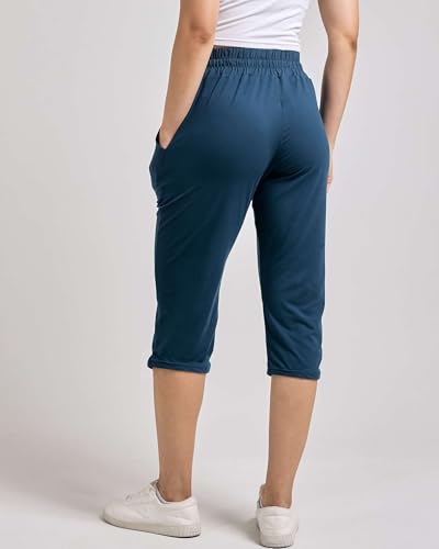 Real Essentials 3-Pack: Women's Capri Open Bottom Soft Sweatpants with Drawstring (Available in Plus Size)4