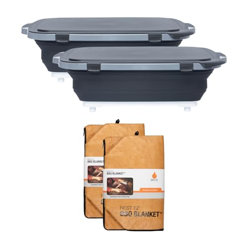 Image of XL Prep Tub & BBQ Blanket Gift Bundle: (2) XL Prep Tubs + (2) Meat Resting Blankets - Ultimate BBQ Gift for Pitmasters, Brisket, Ribs, Pulled Pork & Outdoor Cooking