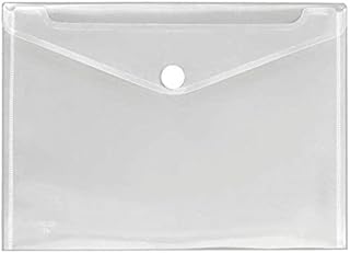 5 x A5 Plastic Wallets Clear Popper Wallet Envelope Folders Transparent School Document Folder Press Stud Wallet Plastic Folder Office Files Button Closure (A5 Clear)