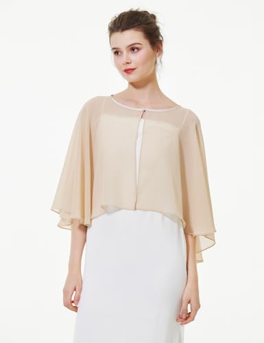 BEAUTELICATE Wedding Bridal Capelet Women Cape Bolero Chiffon Shawl Wrap Shrug Cover Up2