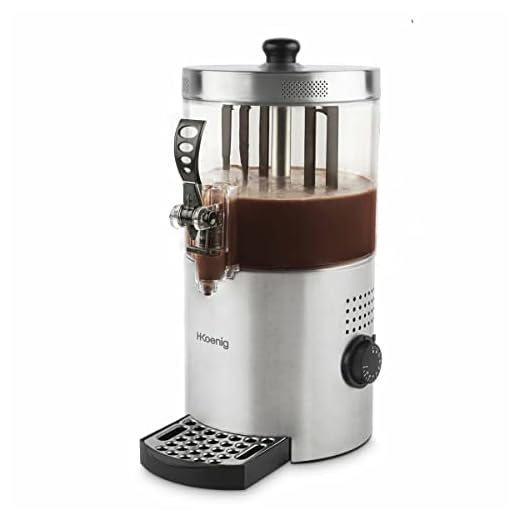 H.Koenig Dispensador de chocolate caliente Acero inoxidable SHK800, 1200W, Recipiente extraíble de 3L, Termotast ajustable, Mantener caliente, Sistema antigoteo, Apto para lavavajillas