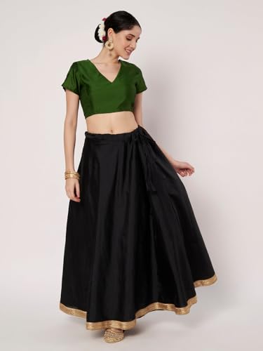 Image of studio rasa Women's Silk Blend Stretchable Crop Top for Festive Wedding Party