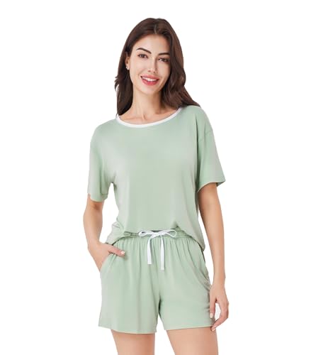 DAVID ARCHY Viscose from Bamboo Pajamas for Women Cooling Ultra Soft Short Sleeve Lightweight Comfy 2 Piece Pj Sets Sleepwear2