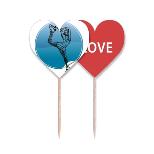 Cure-dents rétro en bois avec drapeau amour et cœur pour fête d'hiver