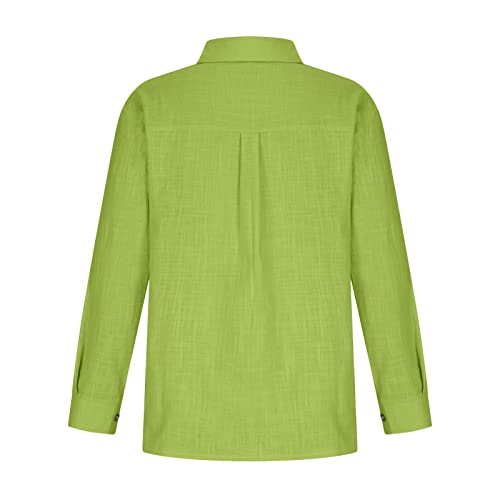 Womens Linen Button Down Shirt Long Sleeve Cotton Spring Summer Beach Wear for Women with Pocket4