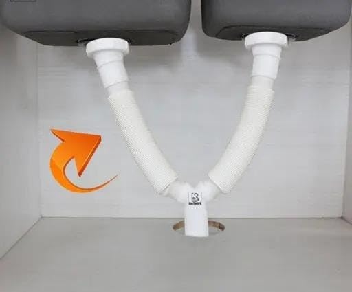 Image of Infinite rech Two in One /Double sink Waste Pipe PVC White Hose Pipe for Kitchen Sink Heavy Duty Waste Water Drain Hose /Outlet Tube Connector