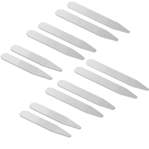12 Pcs Stainless Steel Collar Stiffeners - Suitable for Men & Women - 3 Sizes (55.8x10x0.8mm 63.5x10x0.8mm 70x10x0.8mm) - Durable Metal Shirt Collar Stays - Shirt Stays for Men - Collar Support