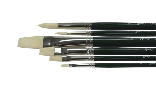 Image of Sax Olympia Interlocked Hog Hair Bristle Long Handle Paint Brushes, Assorted Sizes, Set of 6