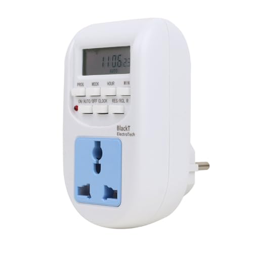 Blackt Electrotech BT41P 230V 10A Digital Programmable Timer Socket Plug – 24x7 Electronic Outlet for Automated Lights, Energy Saving & Home Appliances view 1