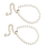 Genérico 2 piezas Correas para Zapatos de Tacón con Perlas Elegantes Antideslizantes y Ajustables Accesorios Femeninos para Tacones Altos Diseño Desmontable y Cómodo con Cadena de Perlas y