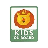 pienihoho いとまみきオリジナルイラスト カーステッカー KIDS ON BOARD 12×9.5cm セーフティサイン 乗車中プレート 動物 王子さま お姫さま シリーズ (18 シール ライオンの王子さま KIDS)