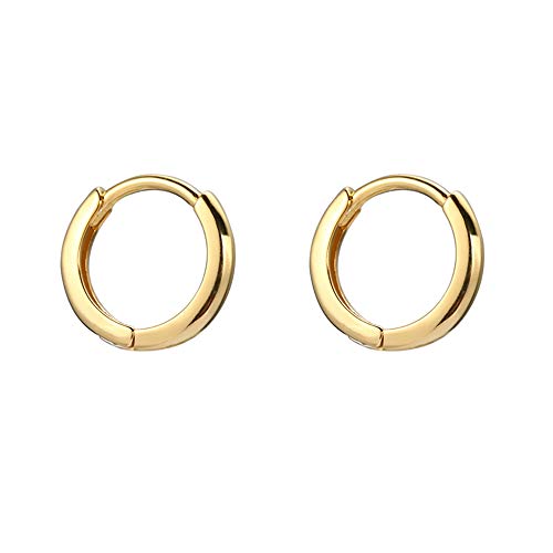 Minimalist Tiny Small Hoop Earrings for Women Girls 925 Sterling Silver Gold Plated Polished Mini Huggie Hoops Cartilage Cuff Helix Thin Wrap Hypoallergenic Simple Jewelry