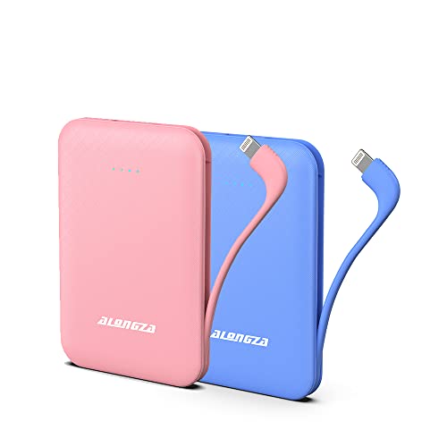 Alongza 2 Packs Portable Phone Charge Built In Cable Small Size Power Banks 4500Mah Mini Usb C Battery Pack For Iphone 14,13,12,11,Xs,Xr,X, Pro Max #TOP5