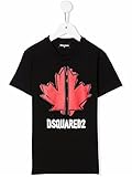 t shirt dsquared2 icon uomo T-shirt Dsquared da bambino a tinta unita in colorazione nero con stampa in sul davanti