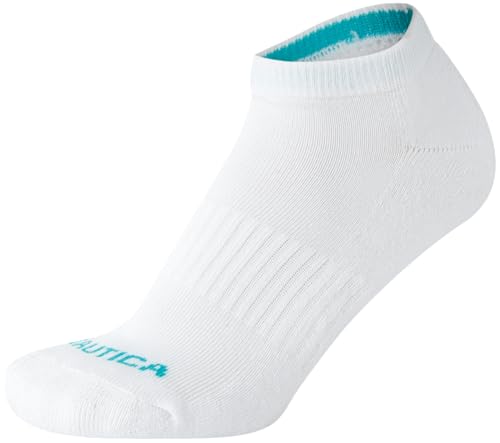 Image of Nautica Womens No Show Socks Moisture Wicking Low Cut Ankle Socks, 12 Pack | Moisture Wicking Dri-Motion Fabric, Cushioned Key Areas, Banded Arch Support, No Show Low Cut, Shoe Size 4-10