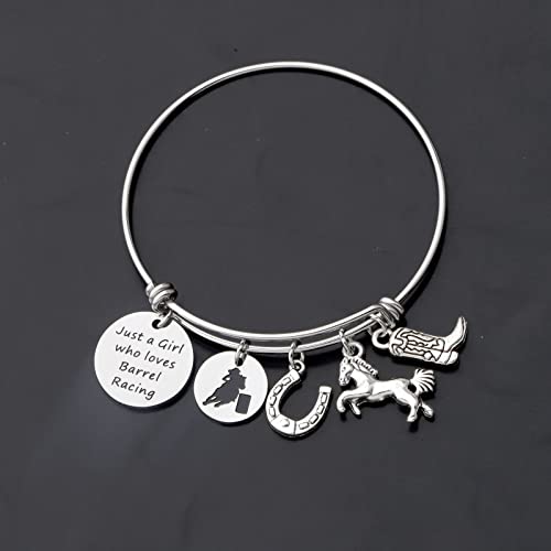 Tiimg Barrel Racing Bracelet Just A Girl Who Love Barrel Racing Cowgirl Bracelet Female Barrel Racer Gift (Who Loves Barrel Racing Us) #TOP3