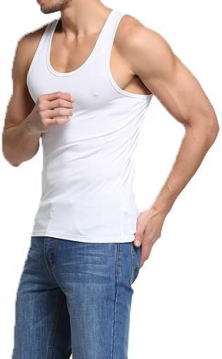 COSHALMen's Cotton Vests Tank Tops Sleeveless Plain Breathable Slim Fit Summer Top Vest Everyday Athletic wear, Easy Fit Men Workout Shirts