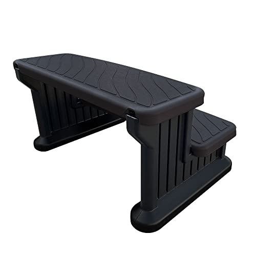Puri Tech Universal Spa & Hot Tub Outdoor Steps No Slip Grip Support - Black #TOP5