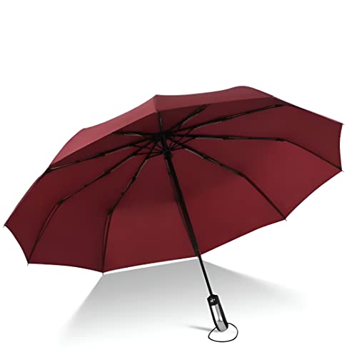 Image of GRACIOUS MART Premium Wooden Handle Automatic Open /Close, Wind-Resistant 8-Rib Frame, UV Blocking Umbrella With Extra Large Canopy, Travel-Friendly Design for Men & Women