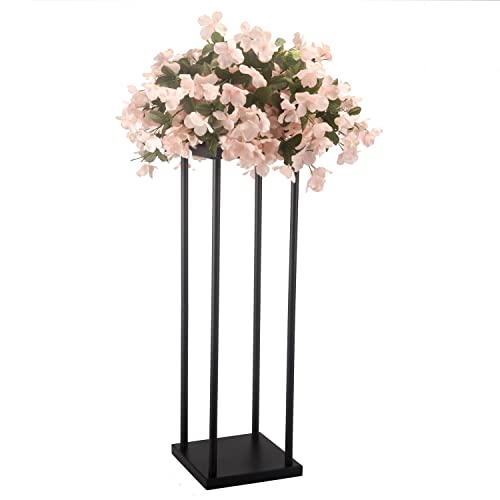 Simprefine 2 Pcs 24 Inches Matte Black Wedding Flower Stand Metal Iron Display Rack Floor Vase Column Centerpiece For Event Party Anniversay Ceremony Decoration #TOP1