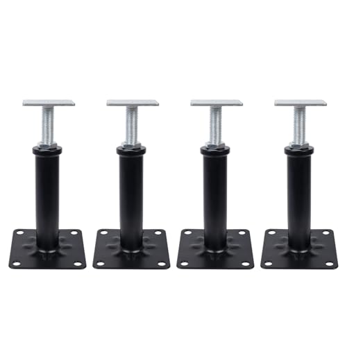 Image of 4-Pack House Floor Jacks, 5-8 Inch Adjustable Steel Posts, Black