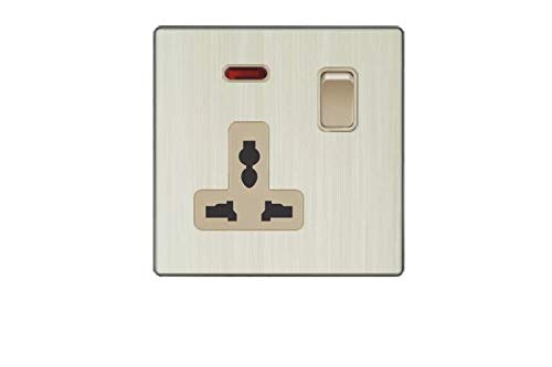 VMAX Aluminium Neon Switch Socket (Golden, 13A)