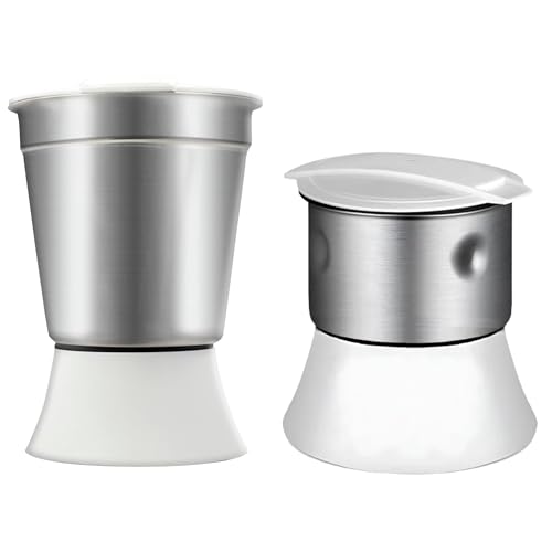Image of HL 1631 & HL 1632 Combo of 2 Mixer Jars - Includes 330ml Chutney Jar & 1 Litre Medium Jar - Stainless Steel Mixer Attachments with 4-Lock & White Socket